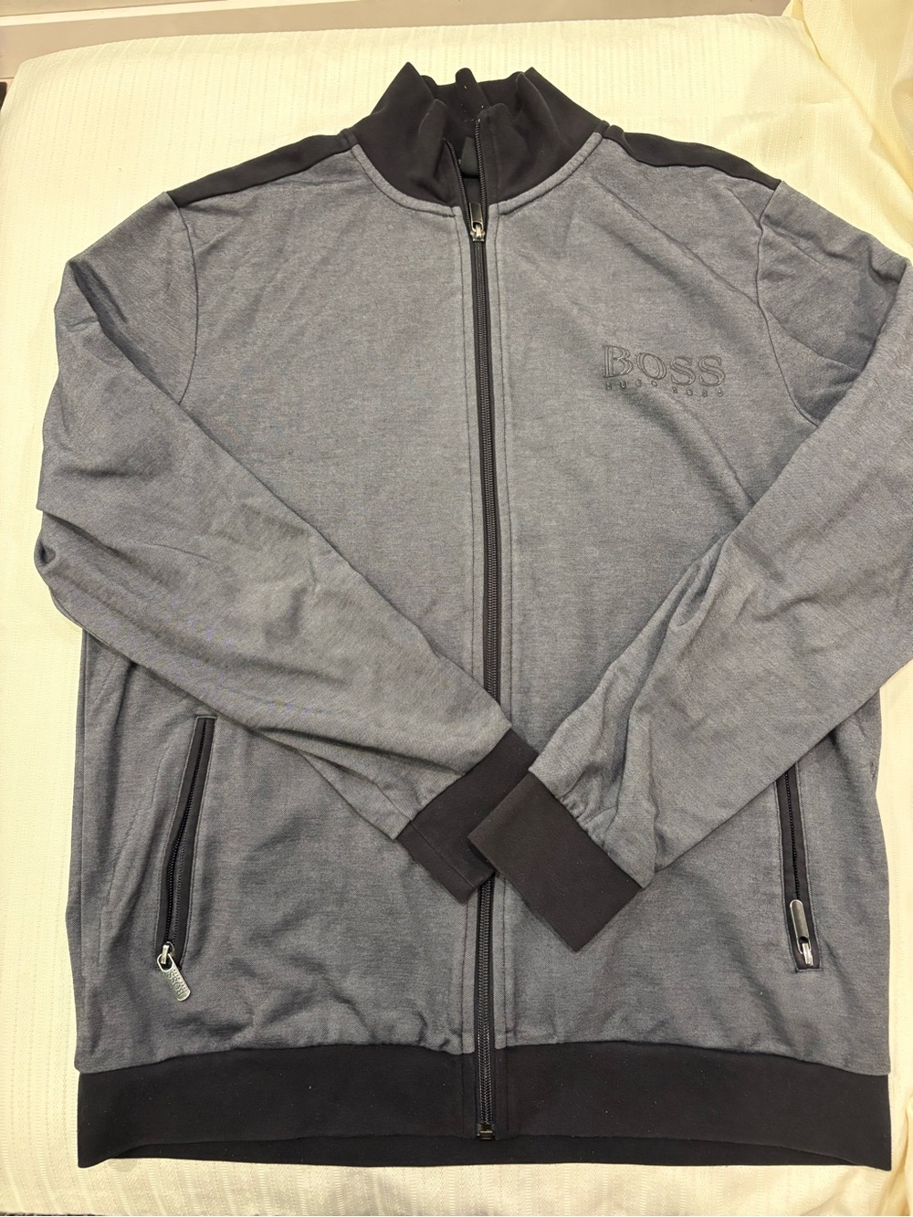 Hugo Boss Men's Gray and Black Zip Up Jacket